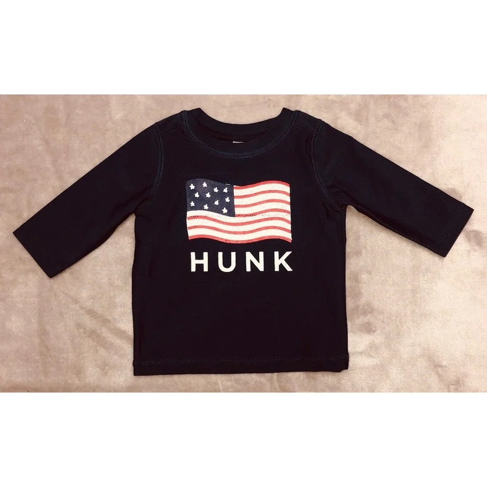 CARTER'S Rash Guard Baby Boy 3 months‎ Navy  Hunk USA Flag Patriotic Swim Top